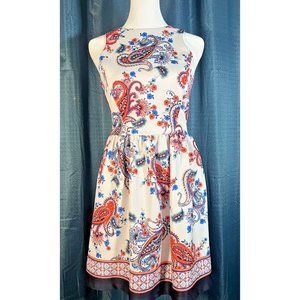 HONEY AND ROSIE sleeveless zip back paisley dress SZ small